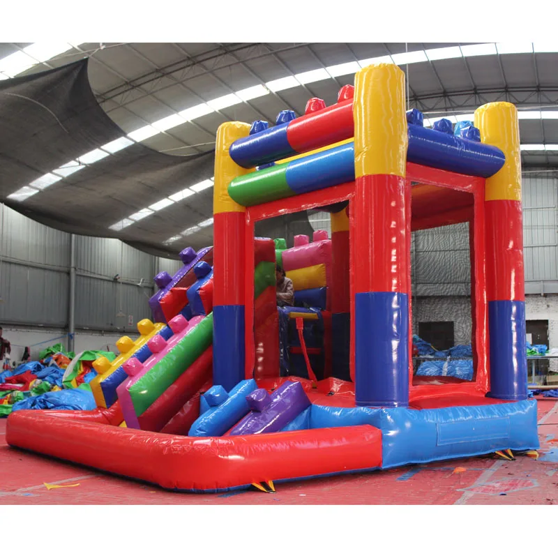 Large Inflatable Bouncer Trampoline With Obstacle Slide Outdoors Home Use Christmas Birthday Gift
