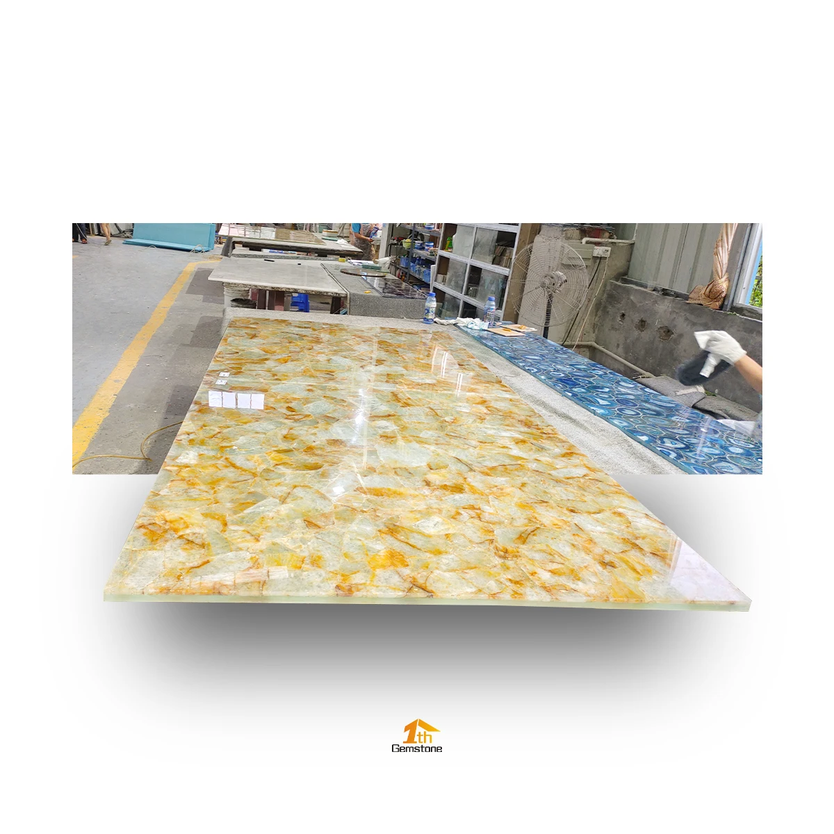 Natural Luxury Marble Citrine Panel Backlit Yellow Crystal Quartz Big Slabs For Sale