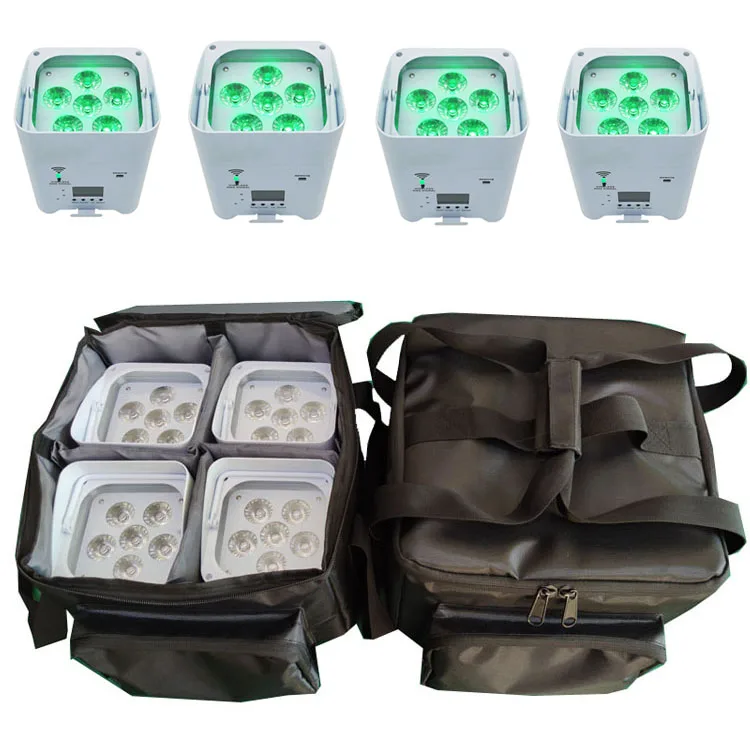 4Pcs/Bag  DJ battery powered wireless dmx led lights 6*18w RGBWA+UV 6in1wedding Up Lighting