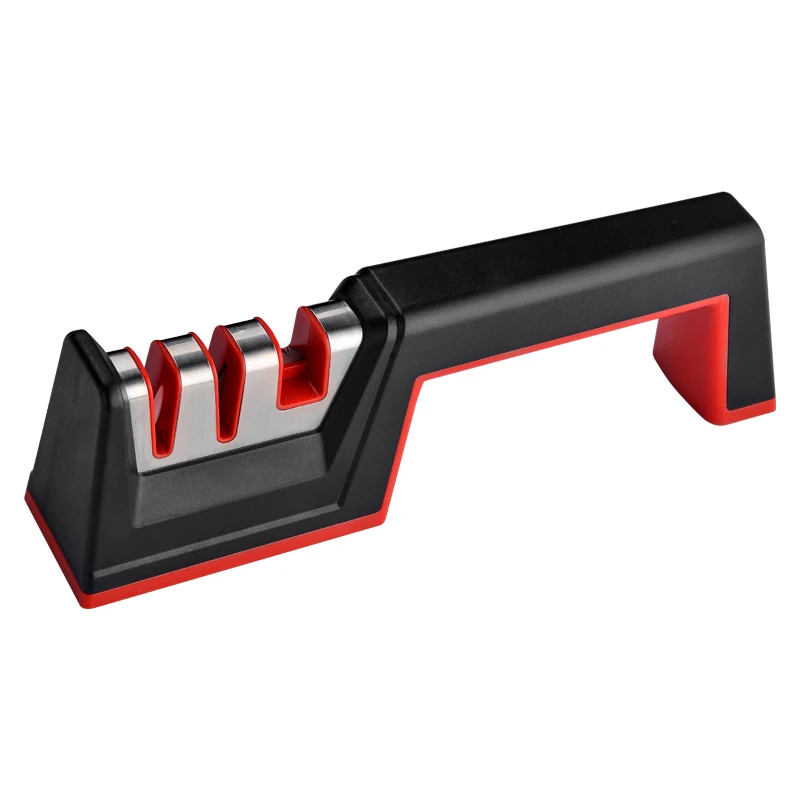 Professional Knife Sharpener 3 in 1 Tungsten Steel+Diamond+Ceramic Grinding With ABS Ergonomics handle With Silicone Rubber Base