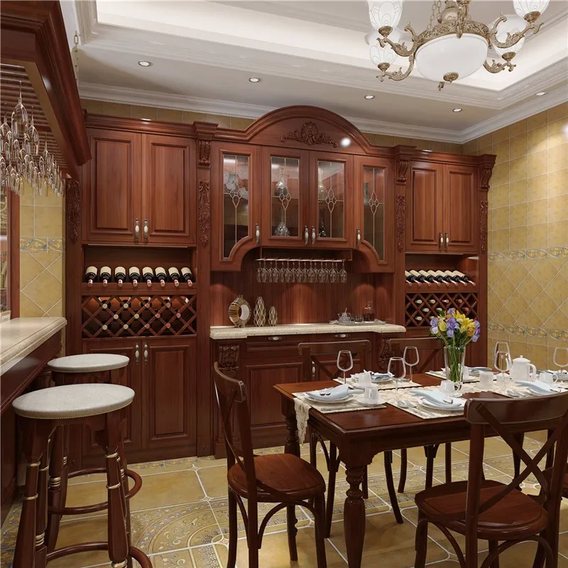 China Supplier European Style Cherry Wood Kitchen Cabinet