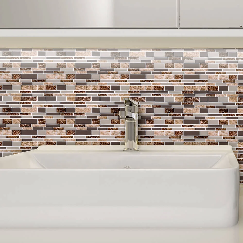 
Thicker Upgrade Peel and Stick Kitchen Back Splash Wall Sticker Faux Ceramic Tile Design 