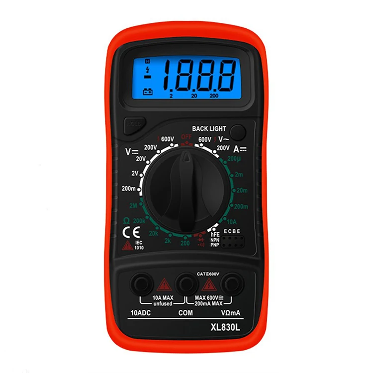 Portable Digital Multimeter Handheld Multimetro Backlight AC/DC Ammeter Voltmeter Ohm Tester Meter XL830L