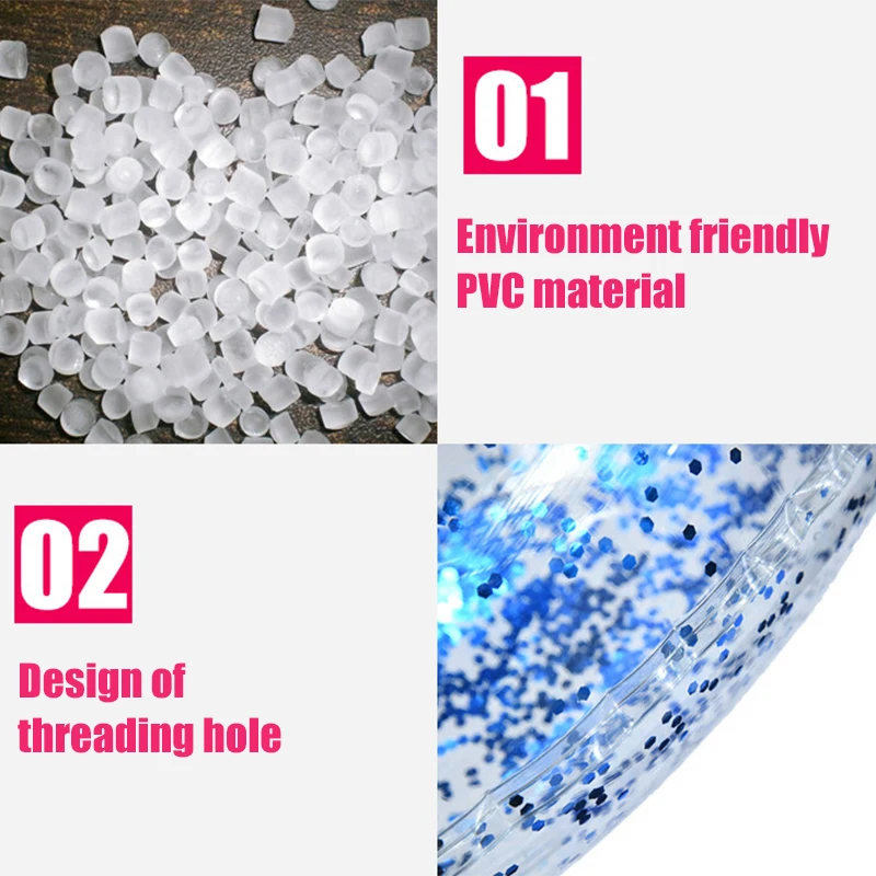 Adults Ring Float Inflatable Colorful Sparkling Glitters Pool Float Tube Transparent Swimming Ring