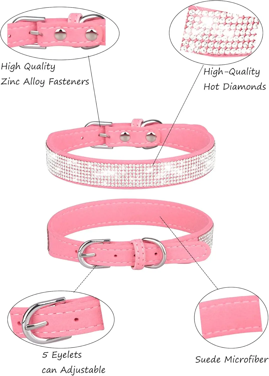 Rhinestone Dog Collar for Small Medium Dogs Collar for Girl Female Dogs Flower Puppy Collar for Puppy Necklace and Leash