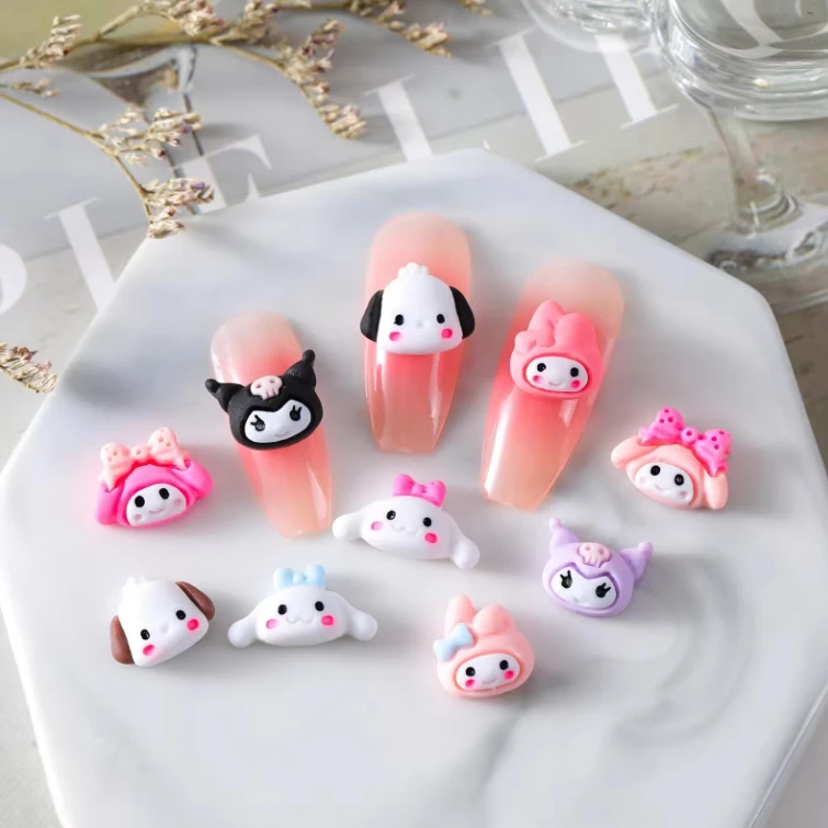 Kawaii Resin Creative Accessories Cute Animal Ice Cream DIY Nail Art Decoration Charms