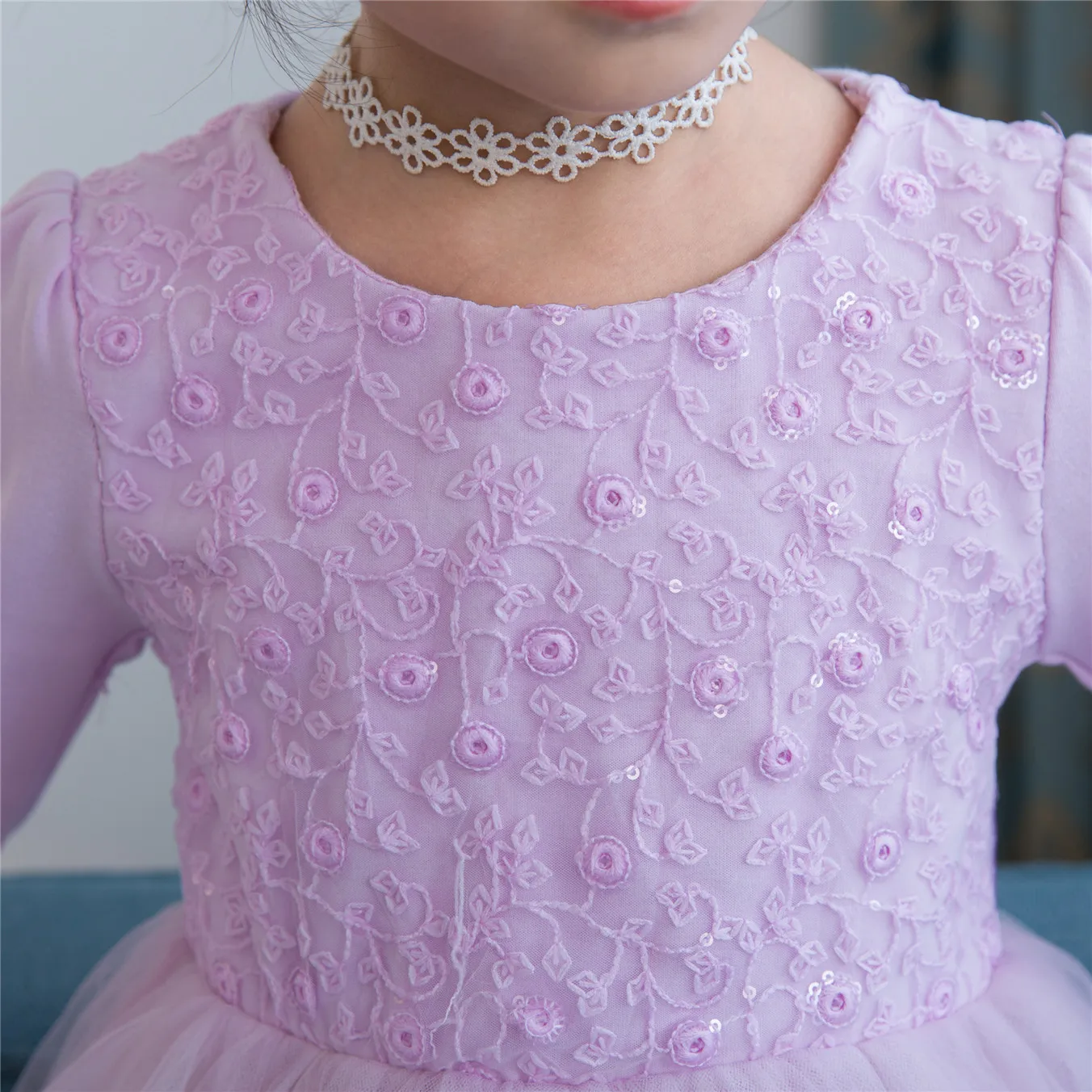 Korean Kids Clothes Spring Autumn Princess Dress Mesh Long Sleeve Solid Color Children Lace Clothing Casual Girls Dress