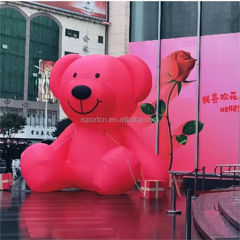 customized inflatable bear cartoon model inflatable pink bear animal for advertising