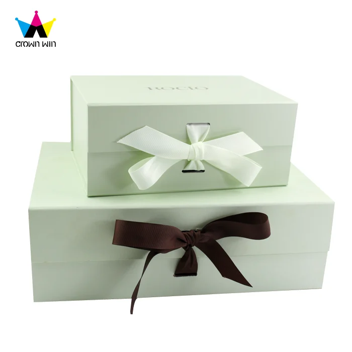Crown Win Luxury Wedding Favor Paper Boxes Magnetic Folding Cloth Moving Boxes Ribbon CAJA Misteriosa Sponge Paper Box