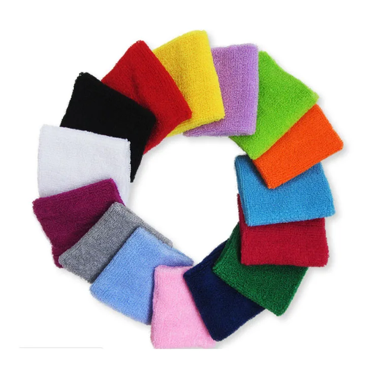 Wholesale Colorful Custom Embroidery Non Slip Adjustable Terry Sweatband Hand Band Cotton Wristband