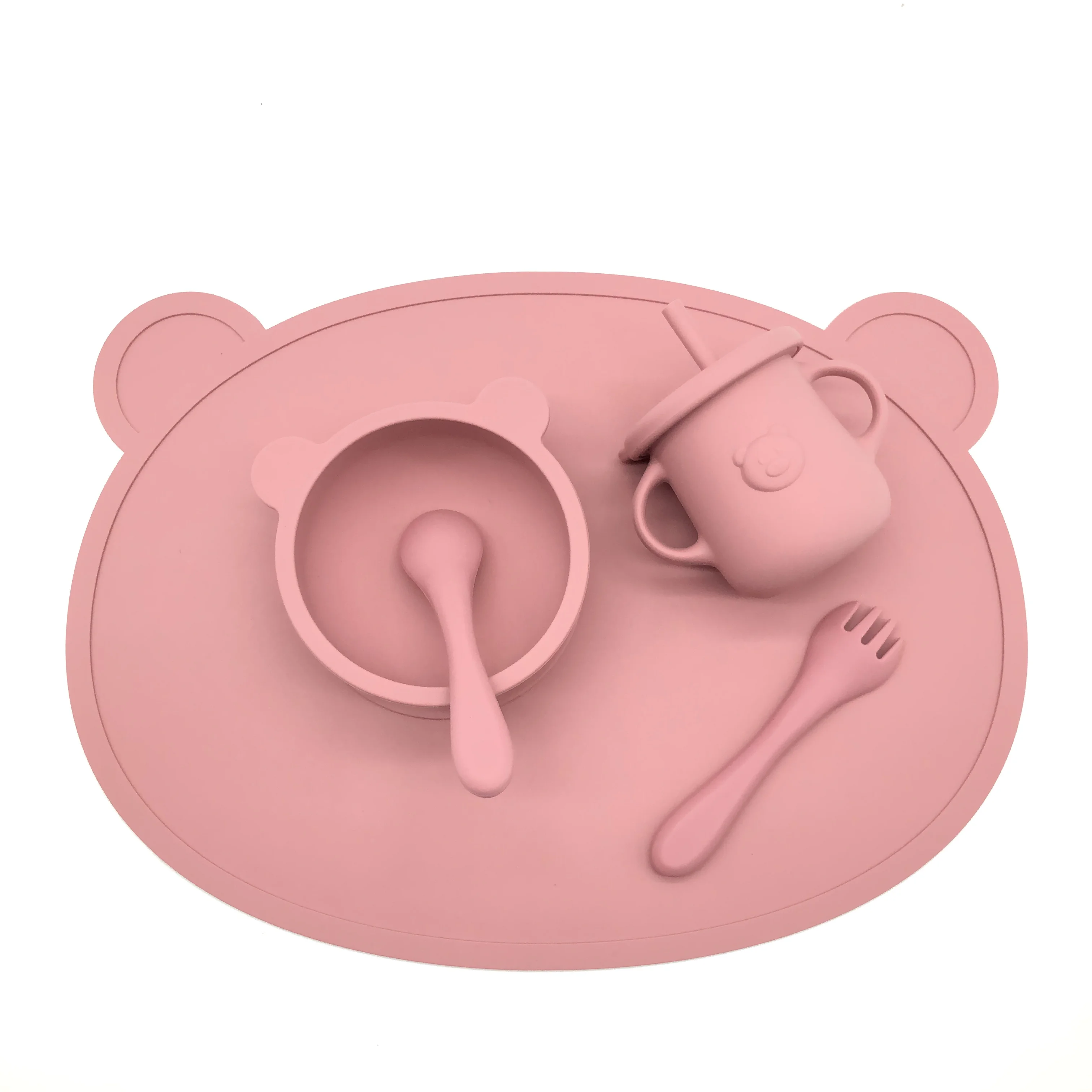 100% Food Grade Silicone Bpa Free Baby Feeding Set Kids Dinner Set