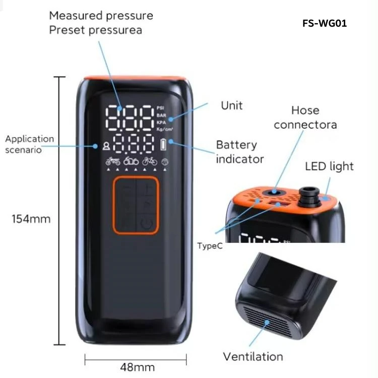 Digital Automatic Tire Inflator Portable Mini Cordless Air Pump Car Air Compressor for Football Car Bike Pump car accessories