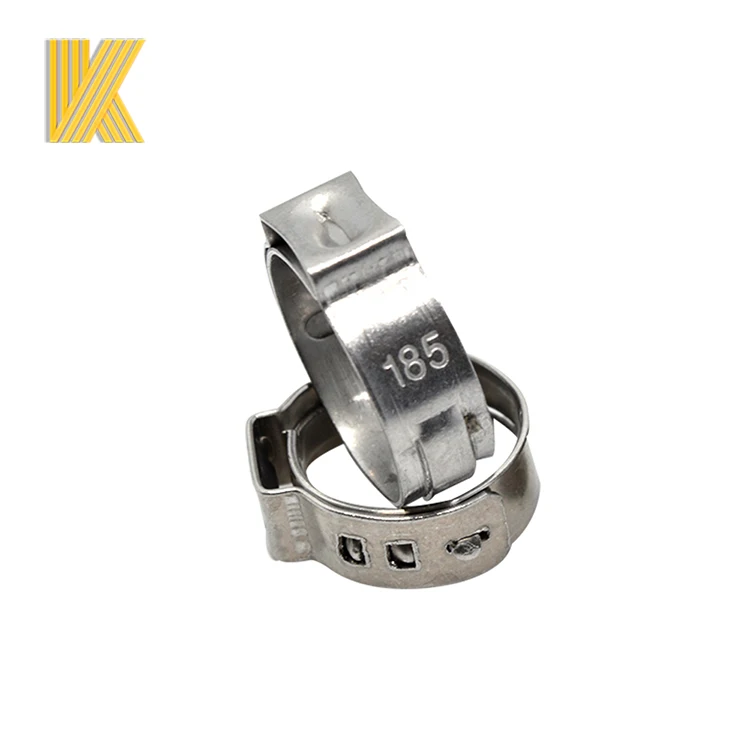 SS304 pipe hose clip standard stepless hose clamps single ear hose clamp for water pipe