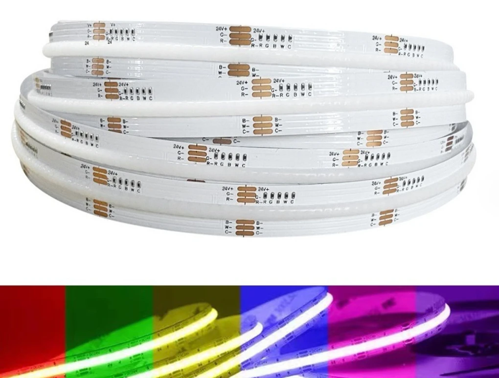 Dot Free 12mm ip 20 DC 24V Flexible COB Strip Light rgbw rgb rgbcct COB LED Strip 840leds/m