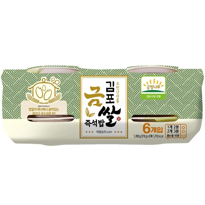 (Jeil Youngnong) приготовленный липкий белый рис в микроволновой печи золотой KIMPO 210 г x 24 ЕА изготовленный коре