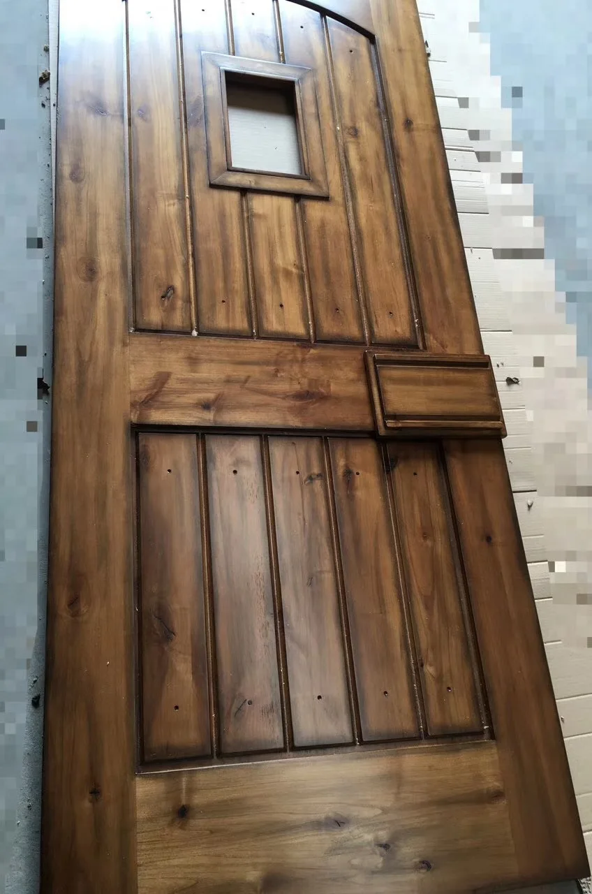 Front door styles pictures antique arched doors V-groove panels hotel entry doors to sale