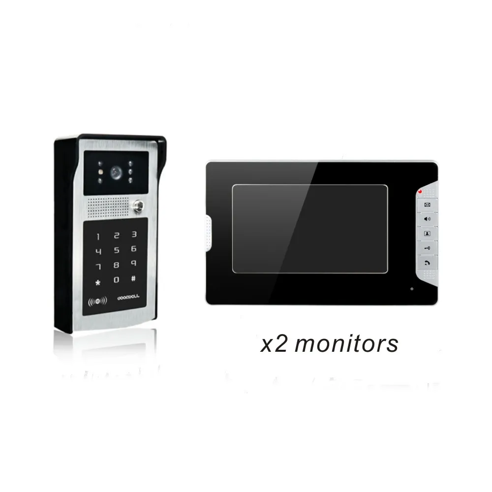 
XSL-V70E-IDS-1V2 fashion type 7' unlock by password and swipe ID card intercom system for 2 apartments video door phone 