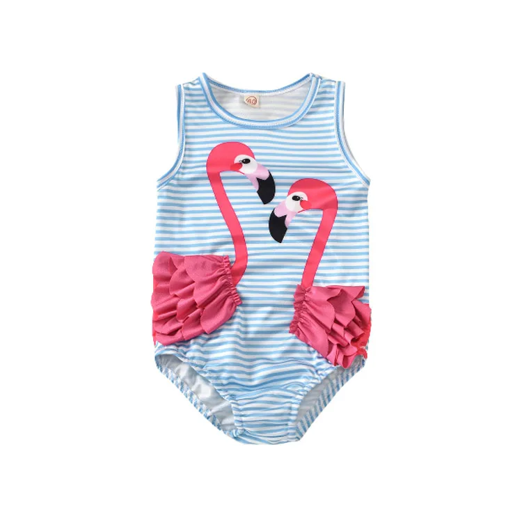 Children Clothing Flamingo Print One-Piece Baby Swimsuit Kids Girl Swimwear 1-5 Years Old