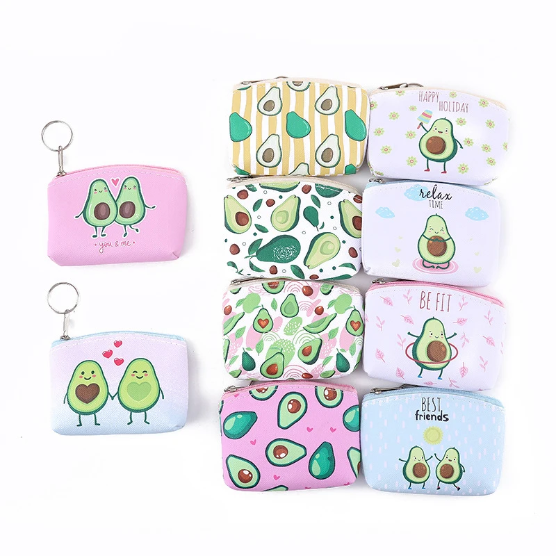 Cute Creative Children Avocado Key Case Coin Bag Mini Small Wallet Wholesale Cartoon Coin Purse