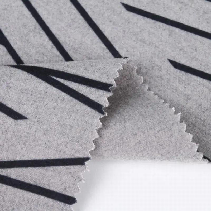 TRSP dty brush print suiting fabric irregular stripe printing brushed fabric for coat