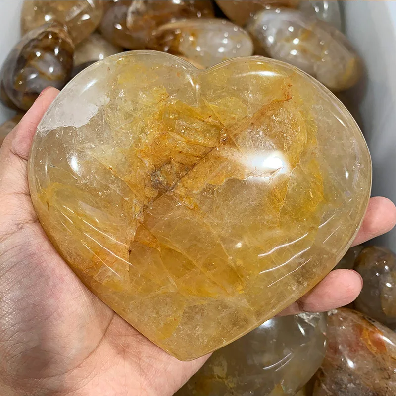 wholesale high quality natural crystal gemstone golden healer quartz heart