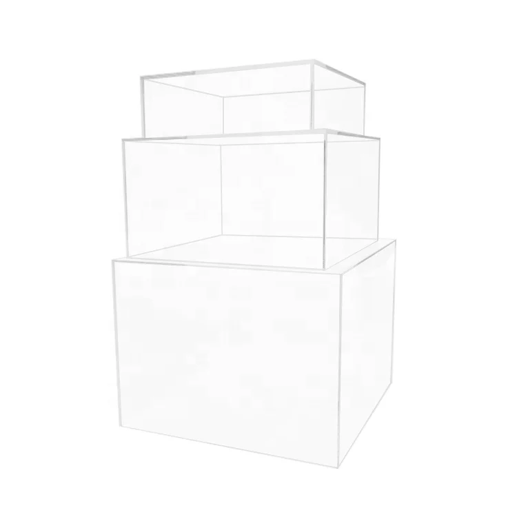 Acrylic Cube Riser 5 Sided Acrylic Nesting Risers with Hollow Bottoms Buffet Risers , Food Display Stands for Party