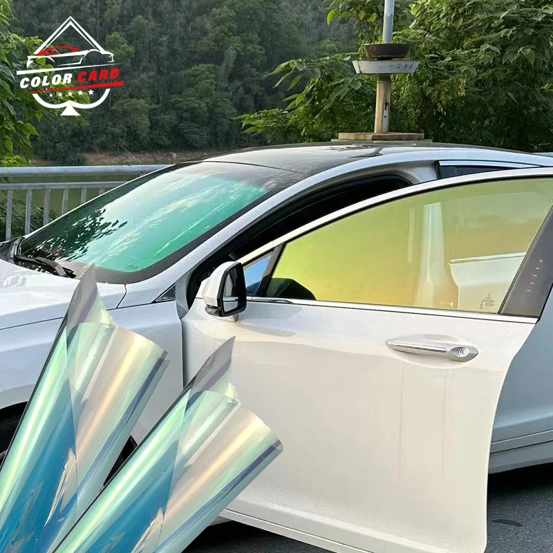 PR65 Yellow Green Chameleon Car Window Film VLT75%  Chameleon Tint Heat Insulation Windshield Solar UV rejection 1.52*30M