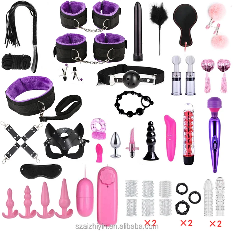 43-72pcs Adult Woman Toys Husband And Wife Role Play Accessory Nipple Clamps Dildo Condom Vibrator Cock Ring BDSM Bondage Sets