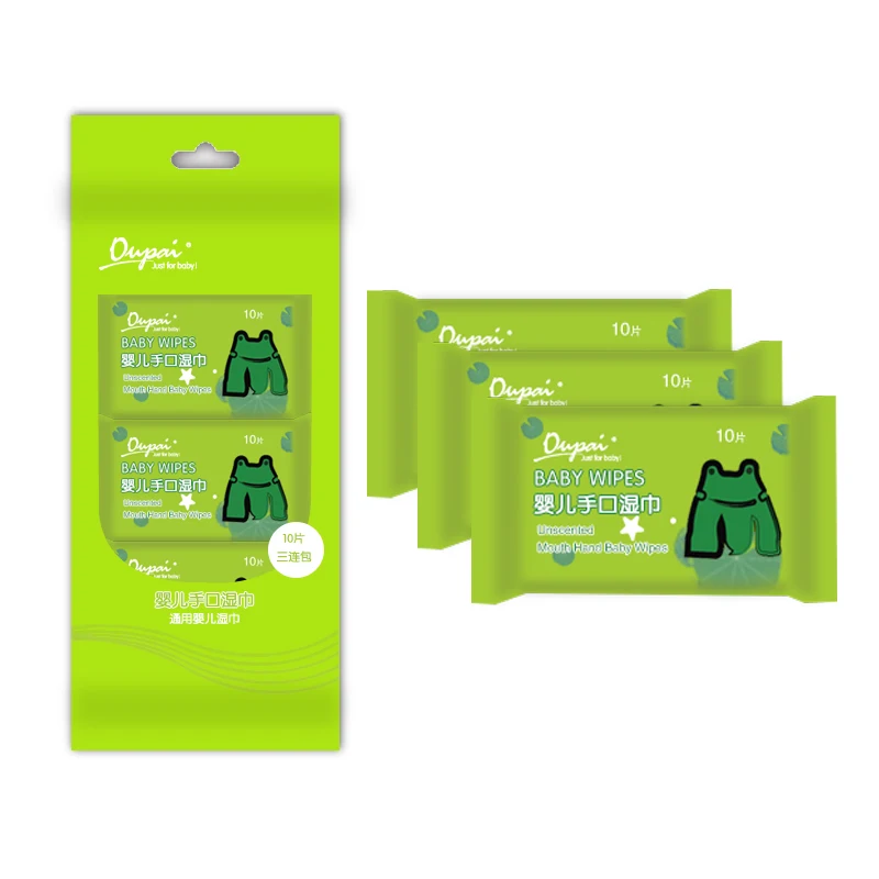 Custom Brand  Non-woven Individually Wrapped Pouch Wet Baby Mini Pocket Pack Wipes