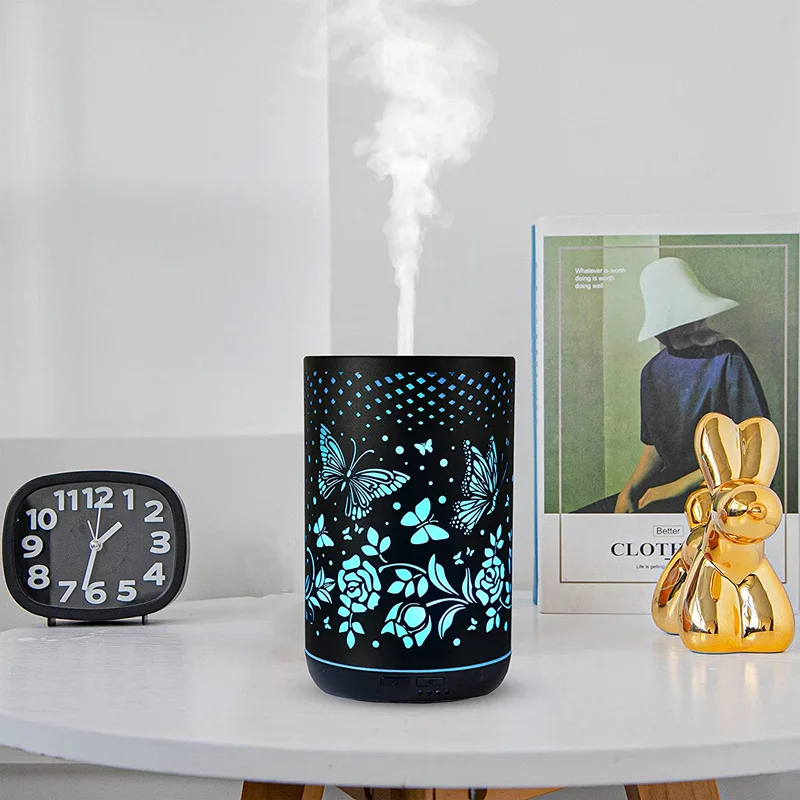 Flower Butterfly Metal Oils Aroma Diffuser, Fragrance Essential Oils Stone Cool Mist Metal Humidifier