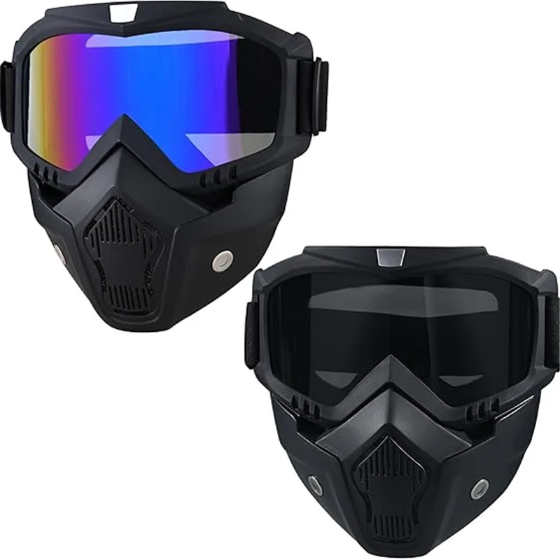 Motorcycle Goggles Paintball Mask, Detachable Face Mask ATV Goggles, Dirt Bike Goggles Safety Goggles for Men Women