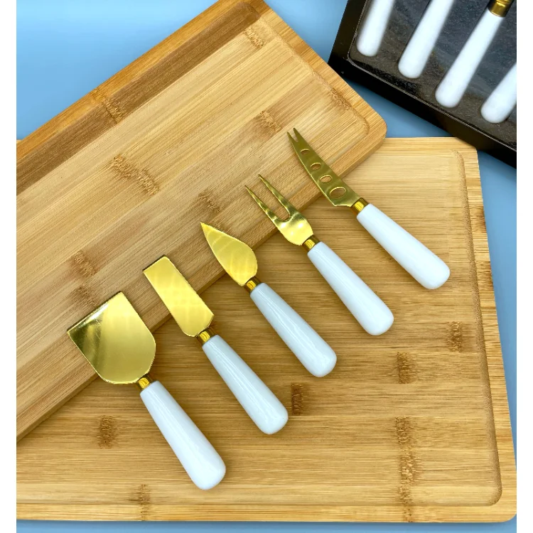 Personalize Decoration Slice 5 Pcs Luxury Metal Gift Gold Premium Set Cheese Knife