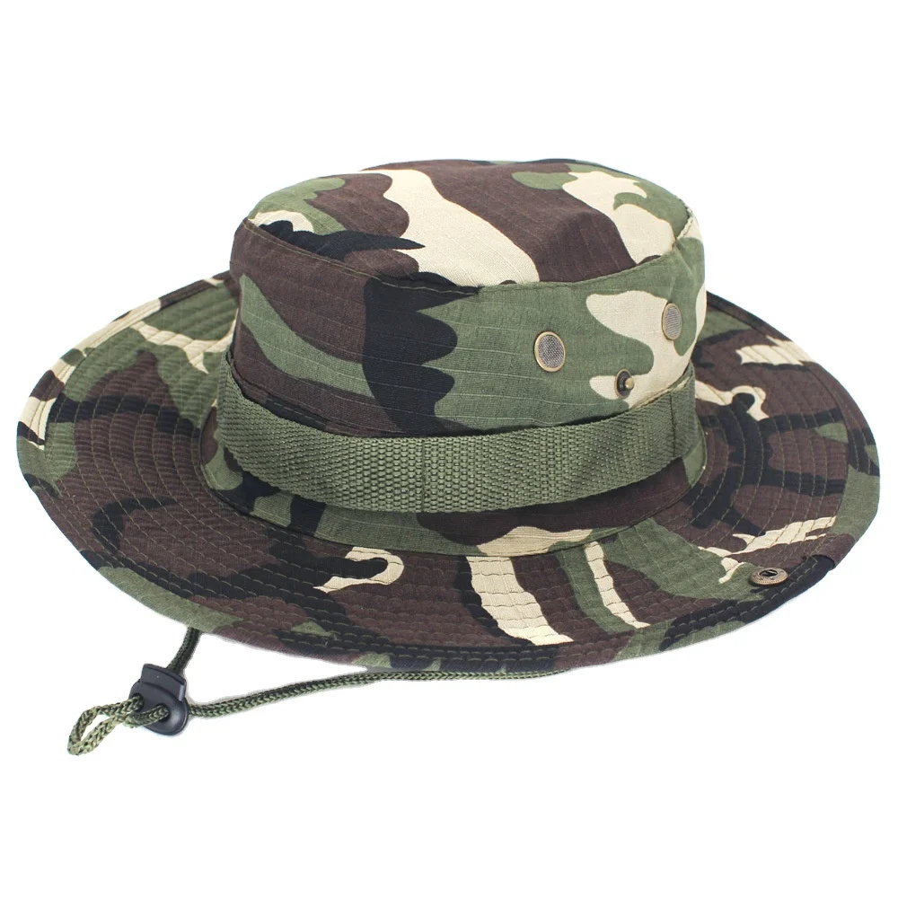 Men Women Outdoor Gardening Fishing Hiking Boonie Light String Fisherman Sun Hat UV Protection Safari Camping Bucket Hats