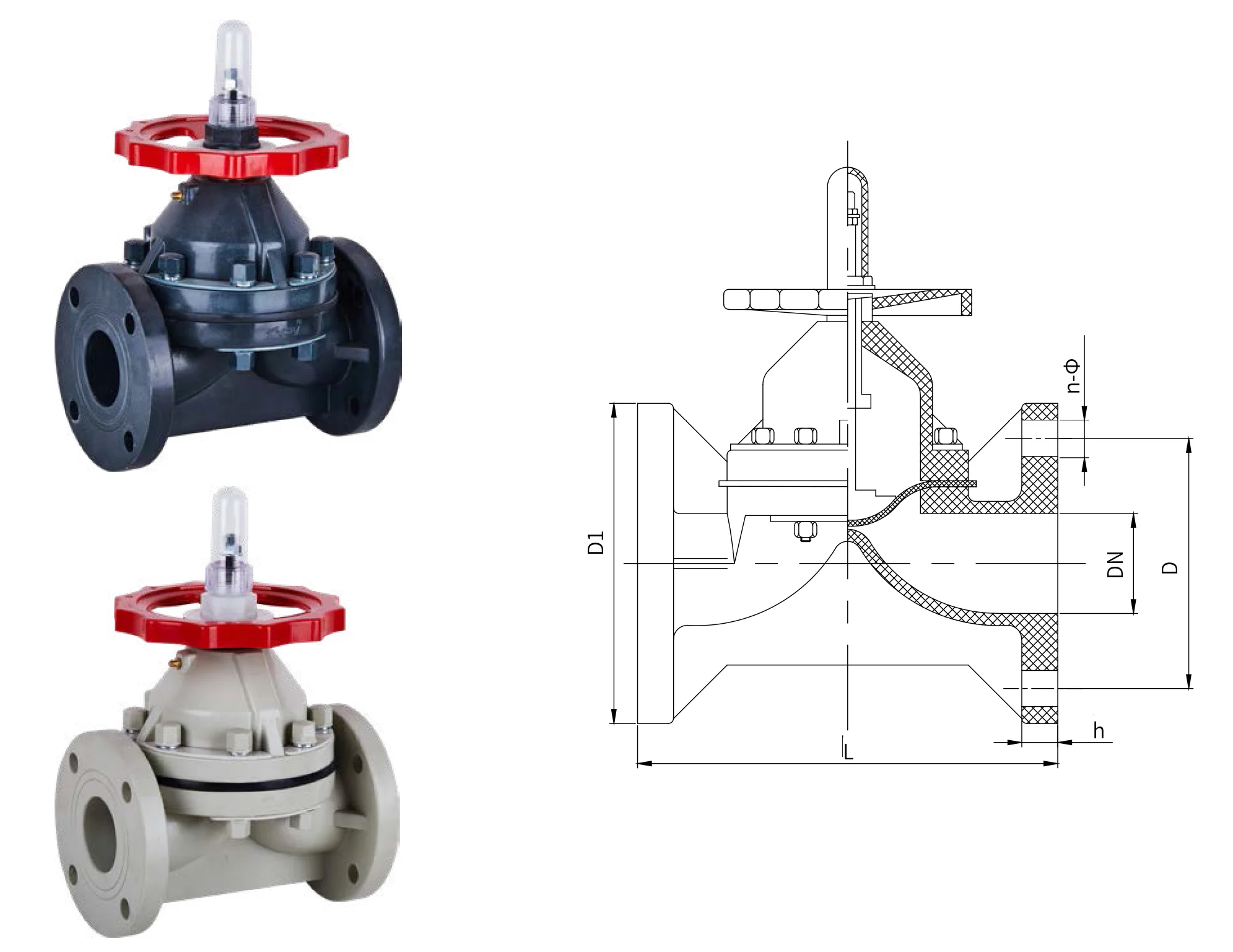 high temperature and corrosion resistant CPVC flange diaphragm valve DN15-DN300