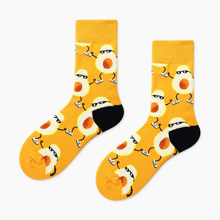 Personality Cartoon Fruit Donut Cake Sports Long Tube Couple Creative Men and Women Cotton Socks