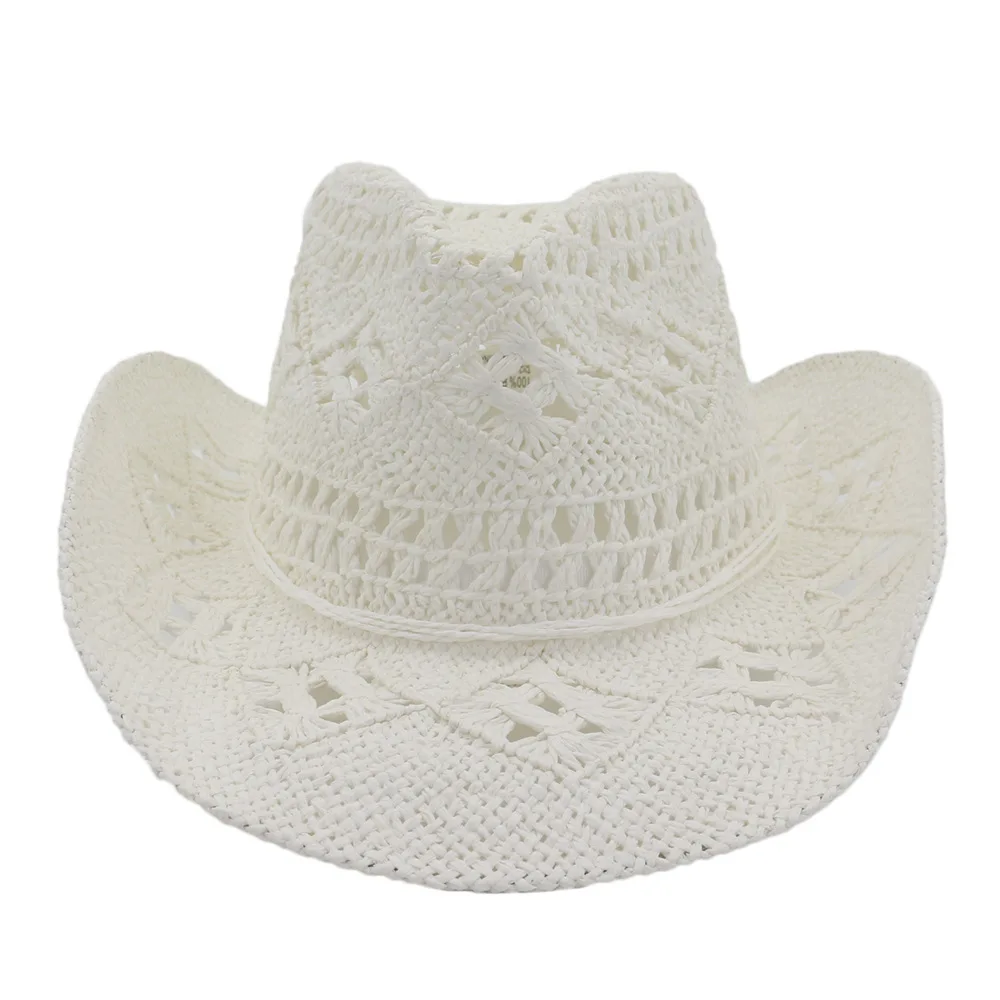 wholesale low MOQ Hand made straw cowboy straw hats for men sun hats beach hats for women with chin string