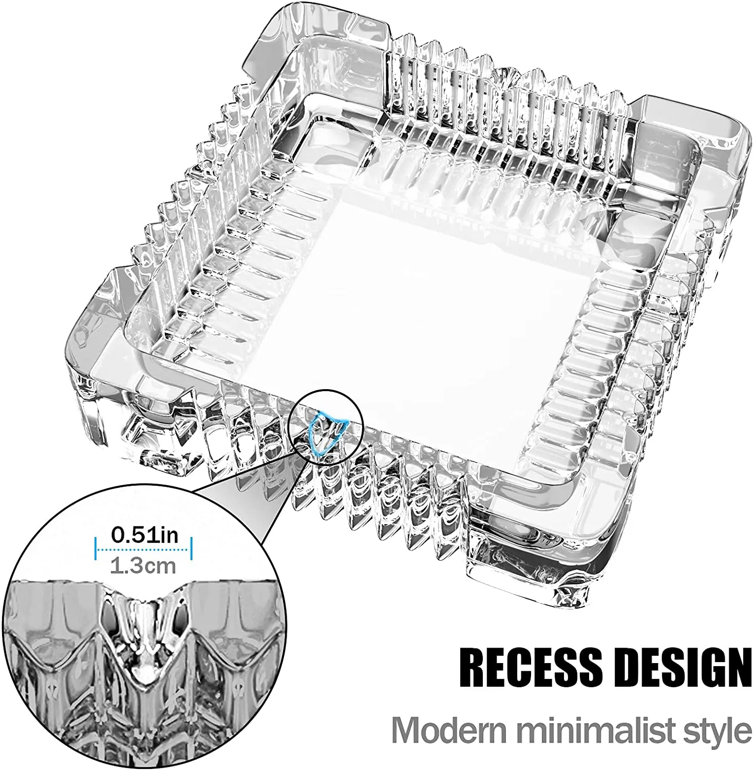 Spot free sample square personality design crystal clear glass ashtray