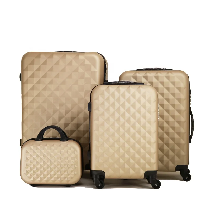 Double Wheels  4 Pieces ABS Trolley Luggage Suitcase Bag Set With Diamond Outlooks