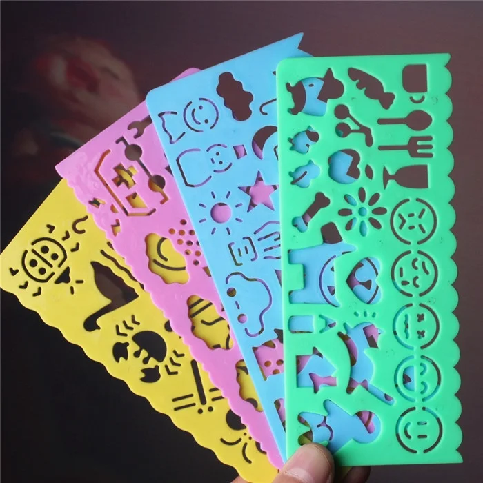 Children Painting educational Plastic Stencil Drawing Template ruler set for Kids