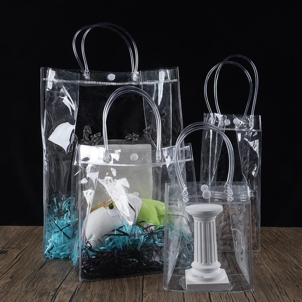 PVC Transparent Plastic Zipper Tote Bag Waterproof and Moisture-Proof Hand Shopping Bag