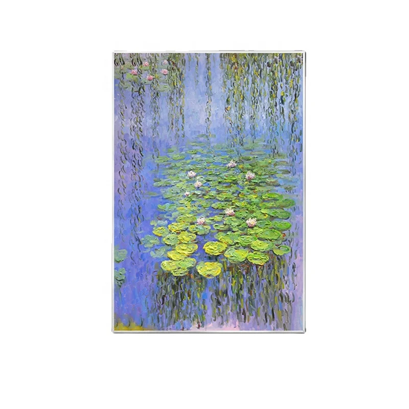 Hand-painted Monet water lily oil painting flowers living room decoration painting impression hanging painting