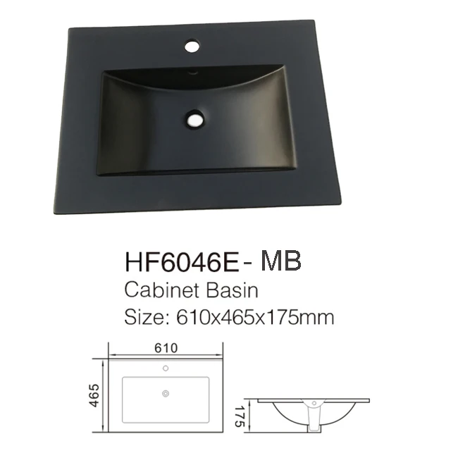 popular matt black color rectangle ceramic bathroom vanity  Cabinet sink Lavabo Basin