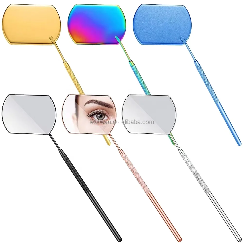 Factory direct grafting eyelash inspection mirror Features Personalized Type Cosmetic Mirror  Finishing Silver