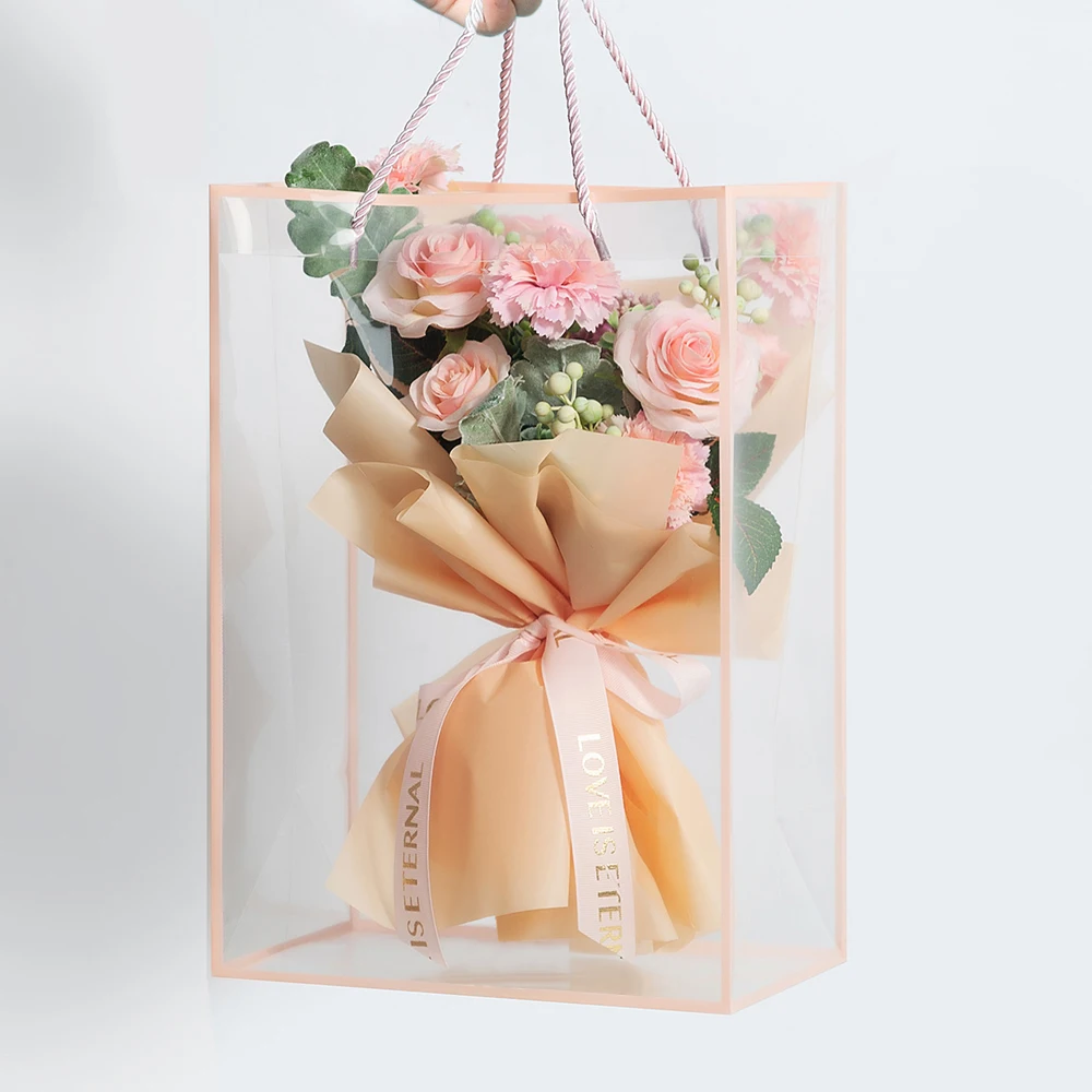 Fall In Color Best Selling PVC Window Bags For Flower Bouquet Wrapping Transparent Gift Bag Florist Supplies