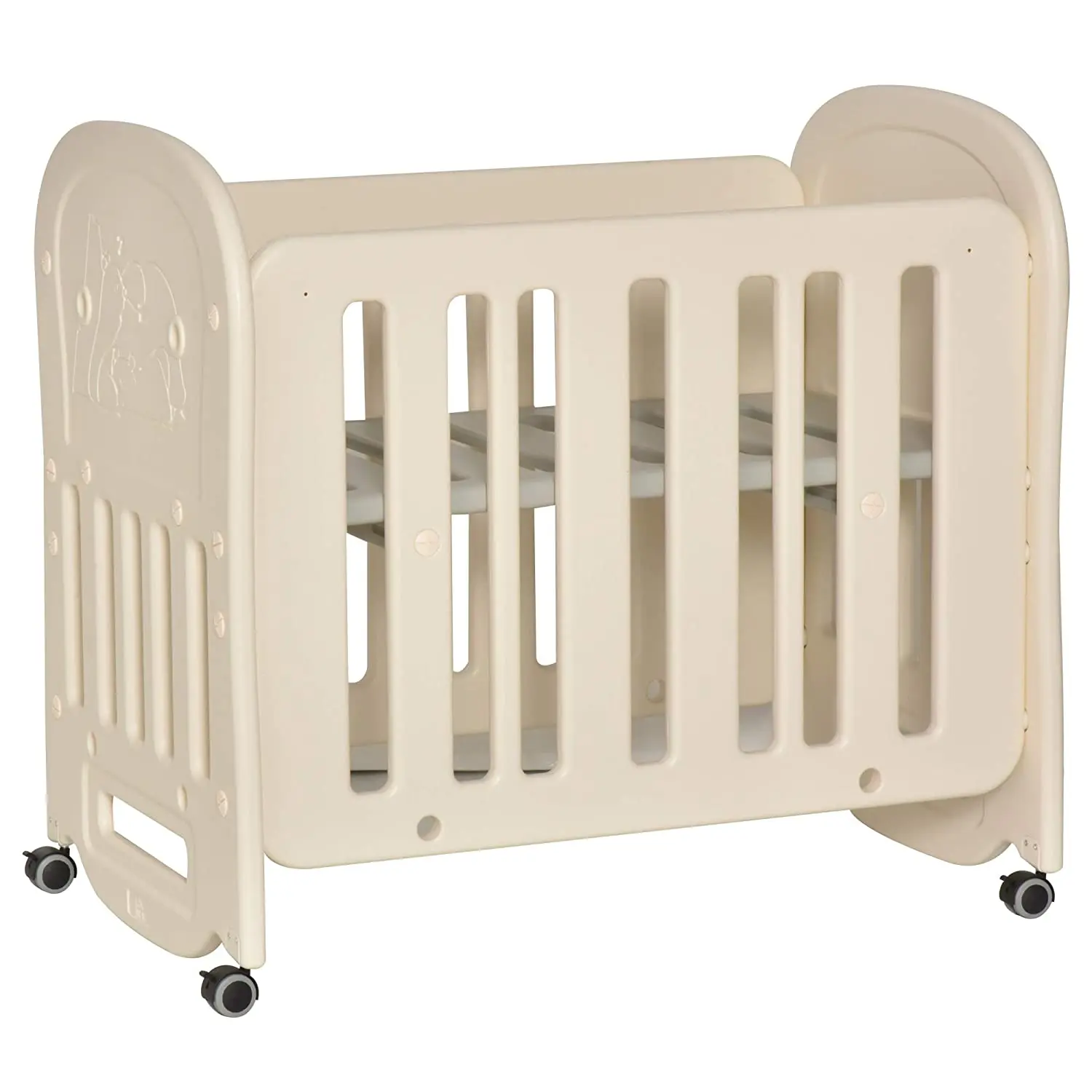 
ABST Multi-Functional Toddler Adjustable Height Bed 4 Detachable Lockable Wheels Plastic Baby Crib 