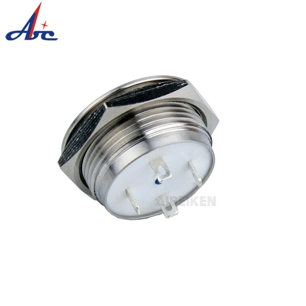 22mm Momentary self-reset Flat Head Nickel plated brass Ring 12v 2A Pin terminal Illumination Push Button Switch