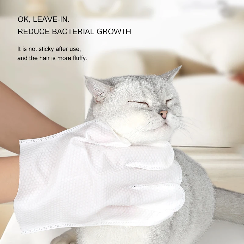6 PCS Factory Supply Pet Cleaning Glove Wipes for Daily Care and Traveling, Wipes Clean Cat Dog Wet Wipes Gloves