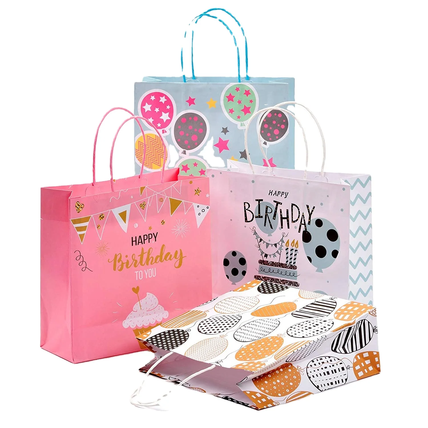 Wholesale Custom Logo Printed Luxury Kraft Happy Birthday Gift Paper Bag