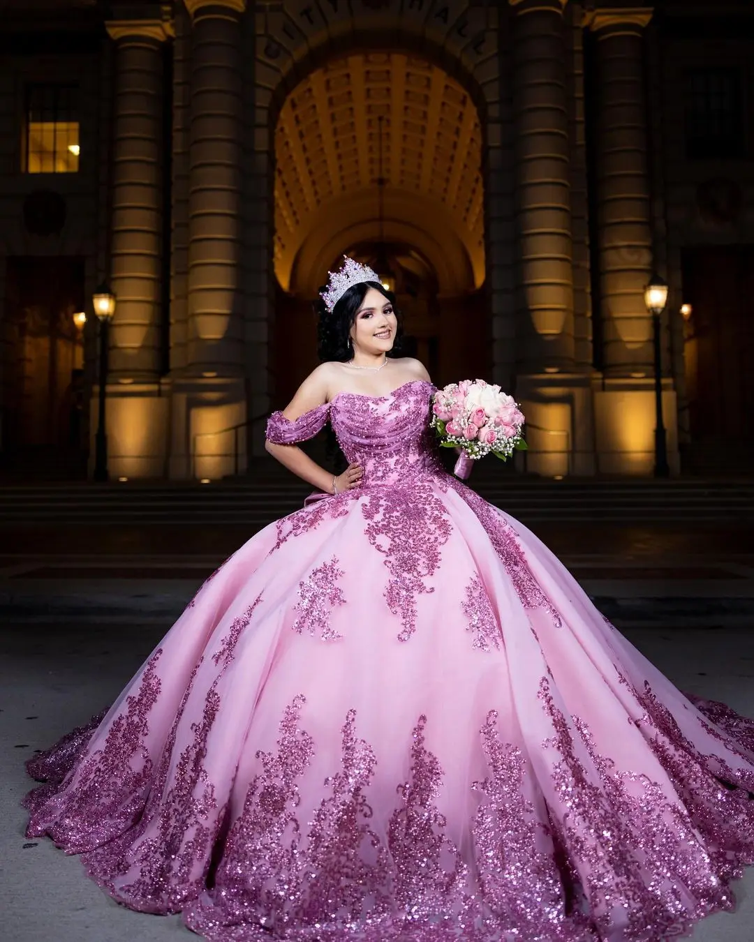 Mumuleo Pearl Quince Dress Lilac Vestidos De 15 Anos Lace Appliques Sweetheart Neck Off Shoulder Girl Birthday Party Gown