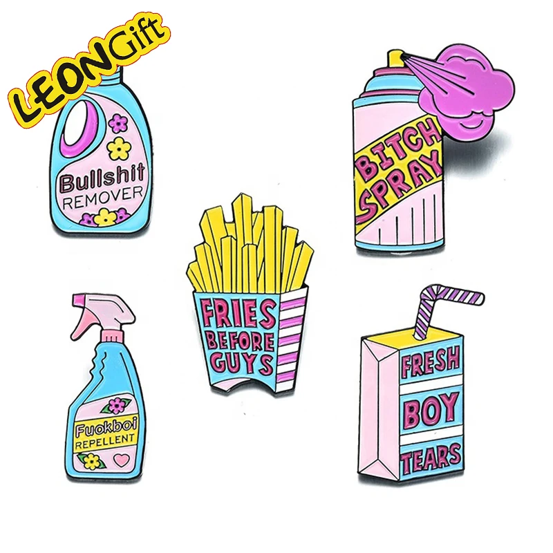 Leon Metal Gift anime custom soft hat cute metal badge cartoon backing card enamel pins